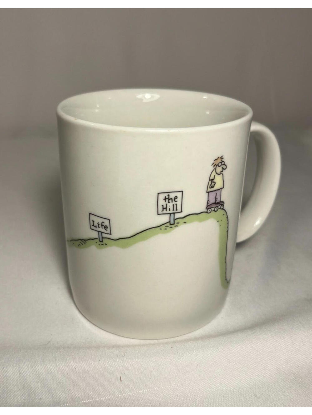 Funny Illustrated OVER THE HILL Birthday Cartoon Coffee Mug by GIbson